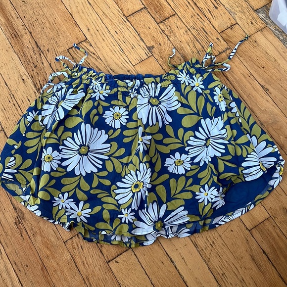 Aerie | Blue Floral Printed Side Tie Skirt Medium - Picture 2 of 5